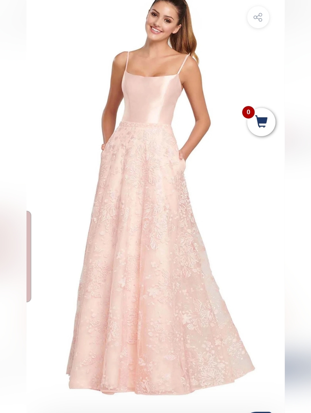 Size 16 peachy pink thin strap gown, sequin/sparkly tulle Aline by Ellie NWT